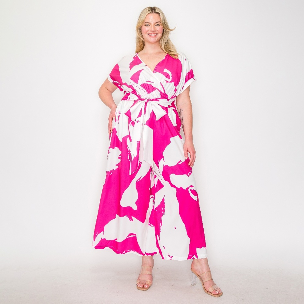 B-105-1，Print jumpsuit Plus Size ，Curve Size，Brand new